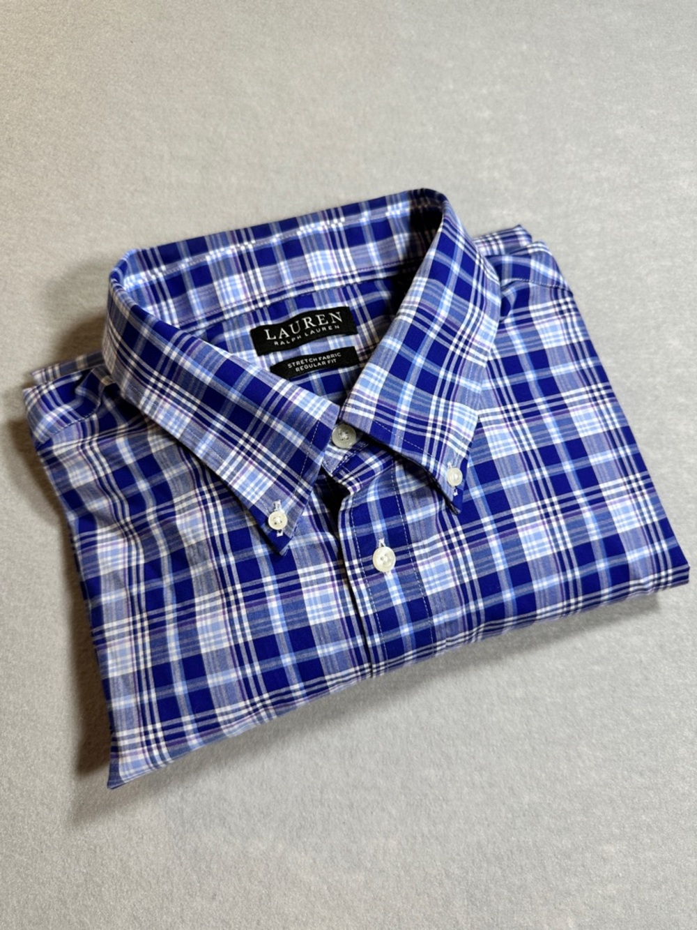 Lauren Ralph Lauren Plaid Button Down Shirt Mens 2XL 18.5 34/35 Stretch OEKO-TEX